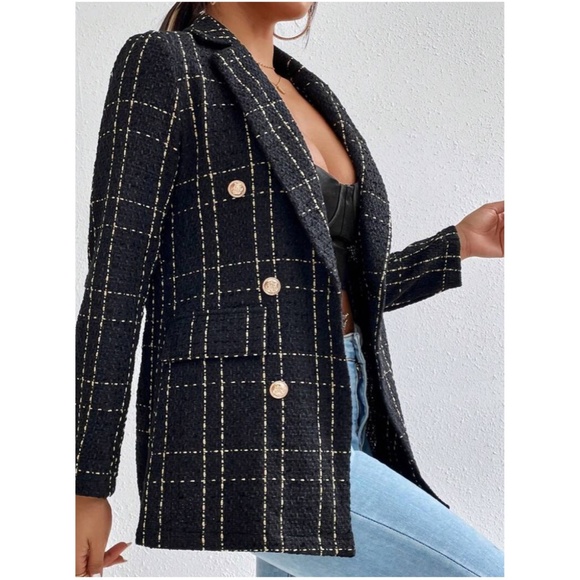 Classic Plaid Button up Tweed Blazer - Picture 6 of 12